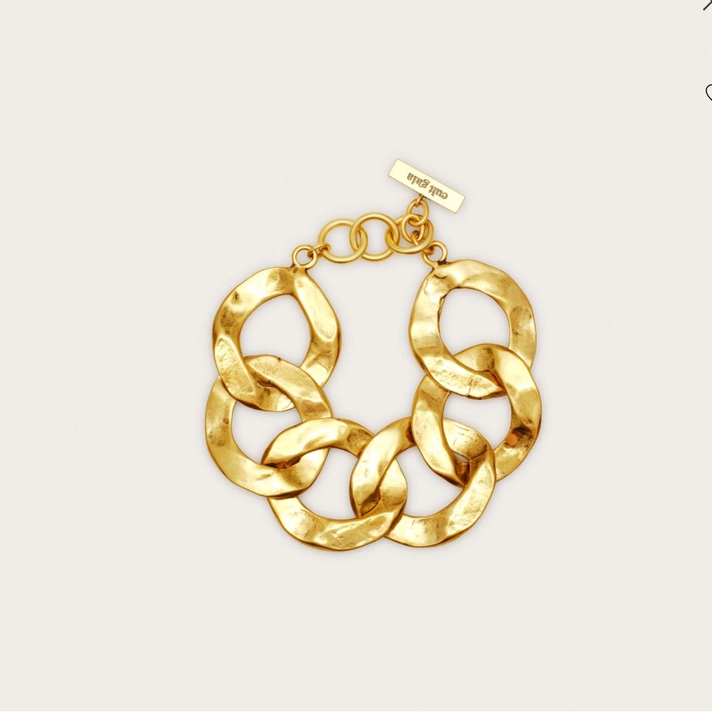 Cult Gaia Dulce Hammered Gold Chain Link Bracelet NIB